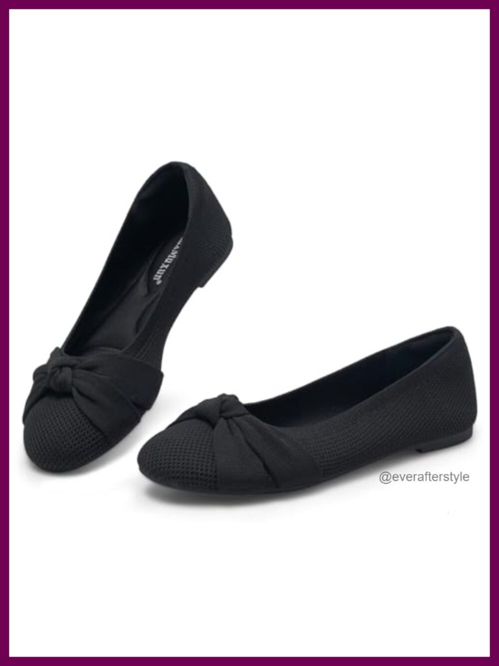 Women's Knit Ballet Flats Round Toe Slip On Bow Memory Foam Comfort
